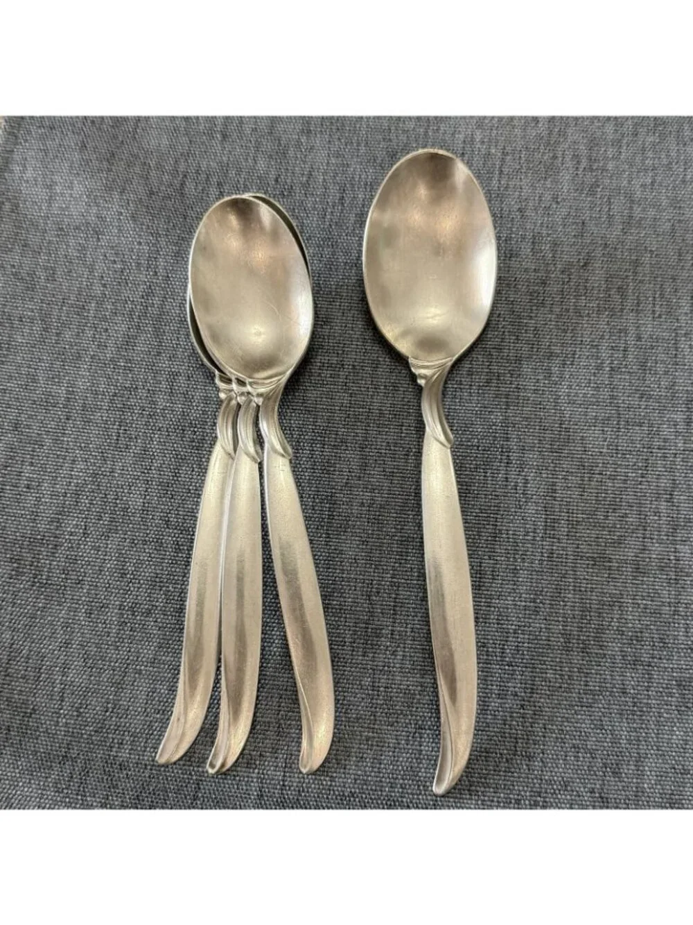 3 Teaspoons 1 Soup International Silver 1847 Rogers Bros FLAIR Silverplate 1956